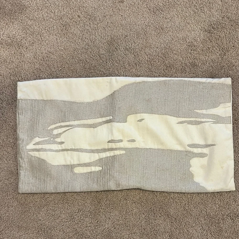 West Elm Abstract Gray and Cream Pillow Cover - 14in x 26in